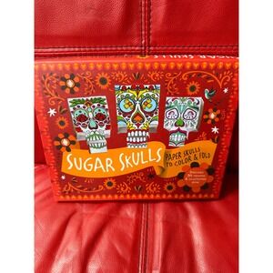 Sugar Skulls Paper Skulls to Color & Fold Kit 30 Designs & History Book NEW